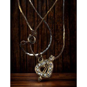 Gold Rhinestone Heart Arrow Necklace